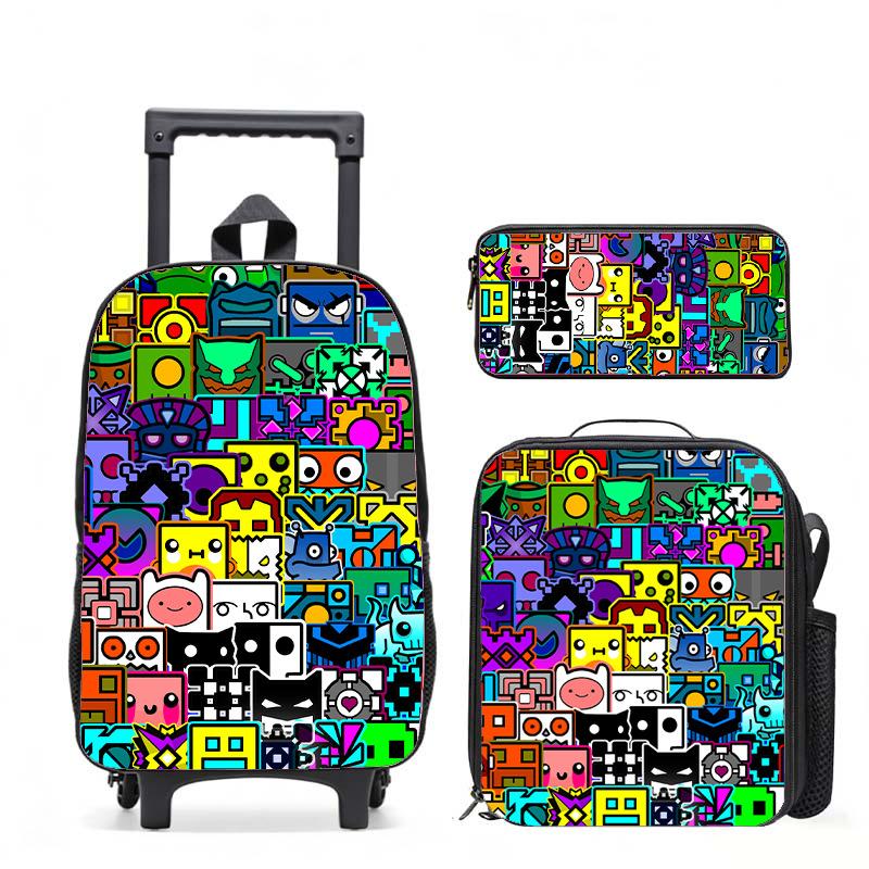 Geometrydash Backpack Geometrydash Elementary And Secondary School Printed Tie Rod Backpack