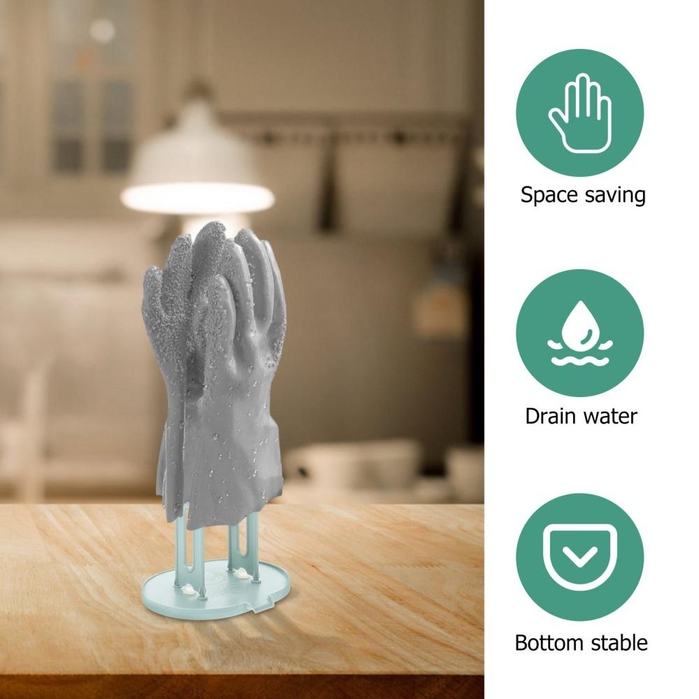 Stojan na sušení kuchyňských rukavic s odkapávací základnou, držák na gumové rukavice a úložný box na utěrky, plastové příslušenství ke kuchyňskému dřezu