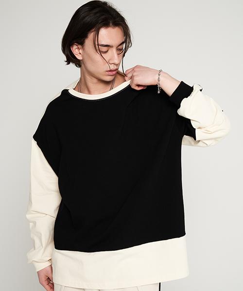 Tener Two Color Overfit Round Boxy T-Shirt Black Black/F