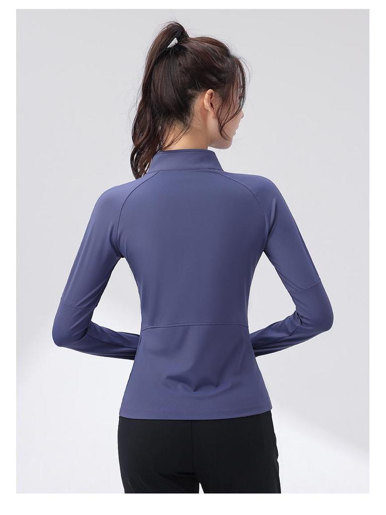 Damska modna kurtka do jogi szybkoschnąca - bluzka z długim rękawem na siłownię i do biegania na jesień/zimę