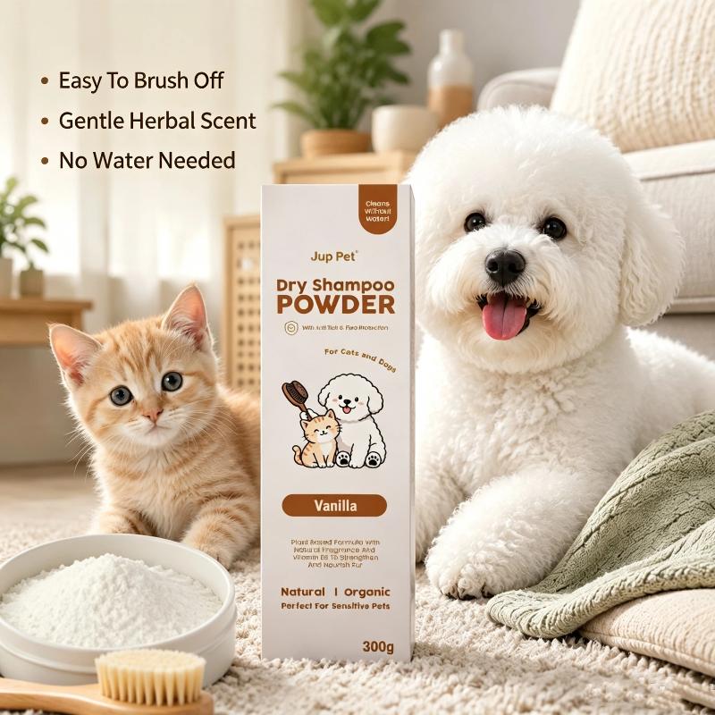 Pet Dry Shampoo Cleaning Powder Dog Cat Bath Powder Dog Odor Deodorizer Plant-Based Pet Cleaning Powder