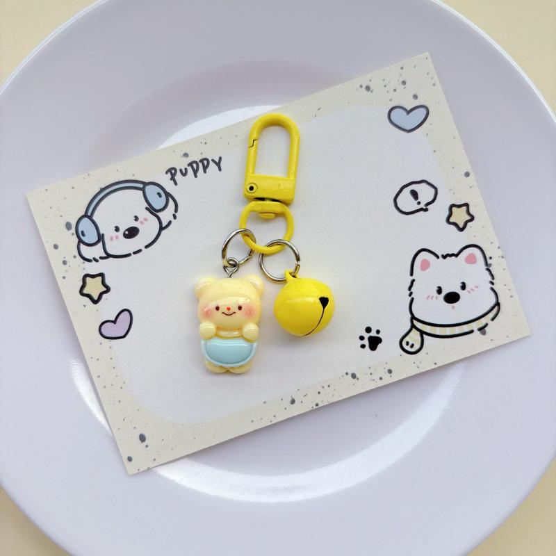 Cute Custard Bear Keychain: Soft Cartoon Pendant for Girls & Students
