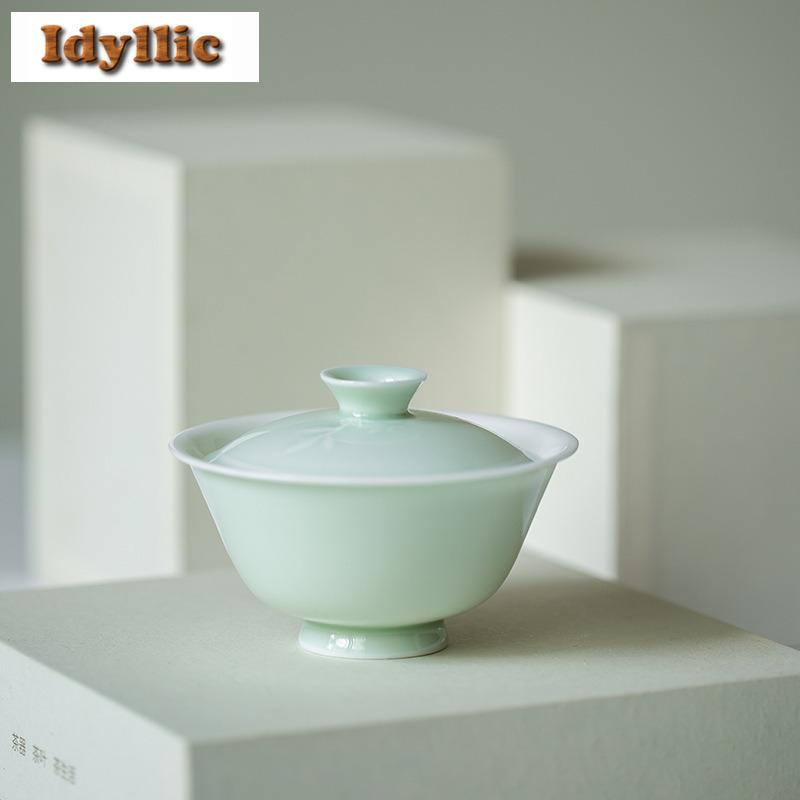 100ml Solid Color Thin Tire Gaiwan Boutique Tea Lid Set Tea Tureen Tea Bowl With Lid Kit Tea Maker Cover Bowl Tea Items Craft