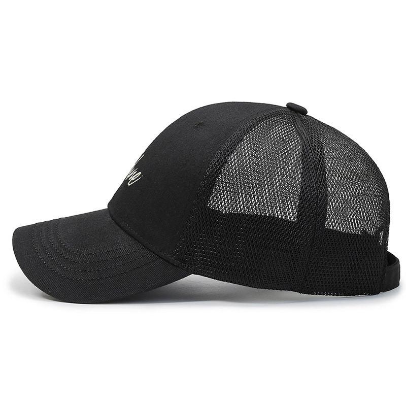 Stylish Summer Mesh Cap For Women With Letter Embroidery Adjustable Sun Protection