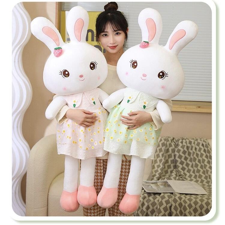 Peluche Lapin Mignon Animal en Peluche Lapin Doux Poupée Lapin Kawaii Oreiller de Sommeil Cadeau d'Anniversaire pour Enfants Filles Lapin Doux et Câlin pour Vous