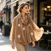 Spring Summer Sun Shawl Solid Color Embroidered for Women, Lightweight Soft Gauze Scarf with Floral Oriental Style Vine Texture, 180x90cm Breathable