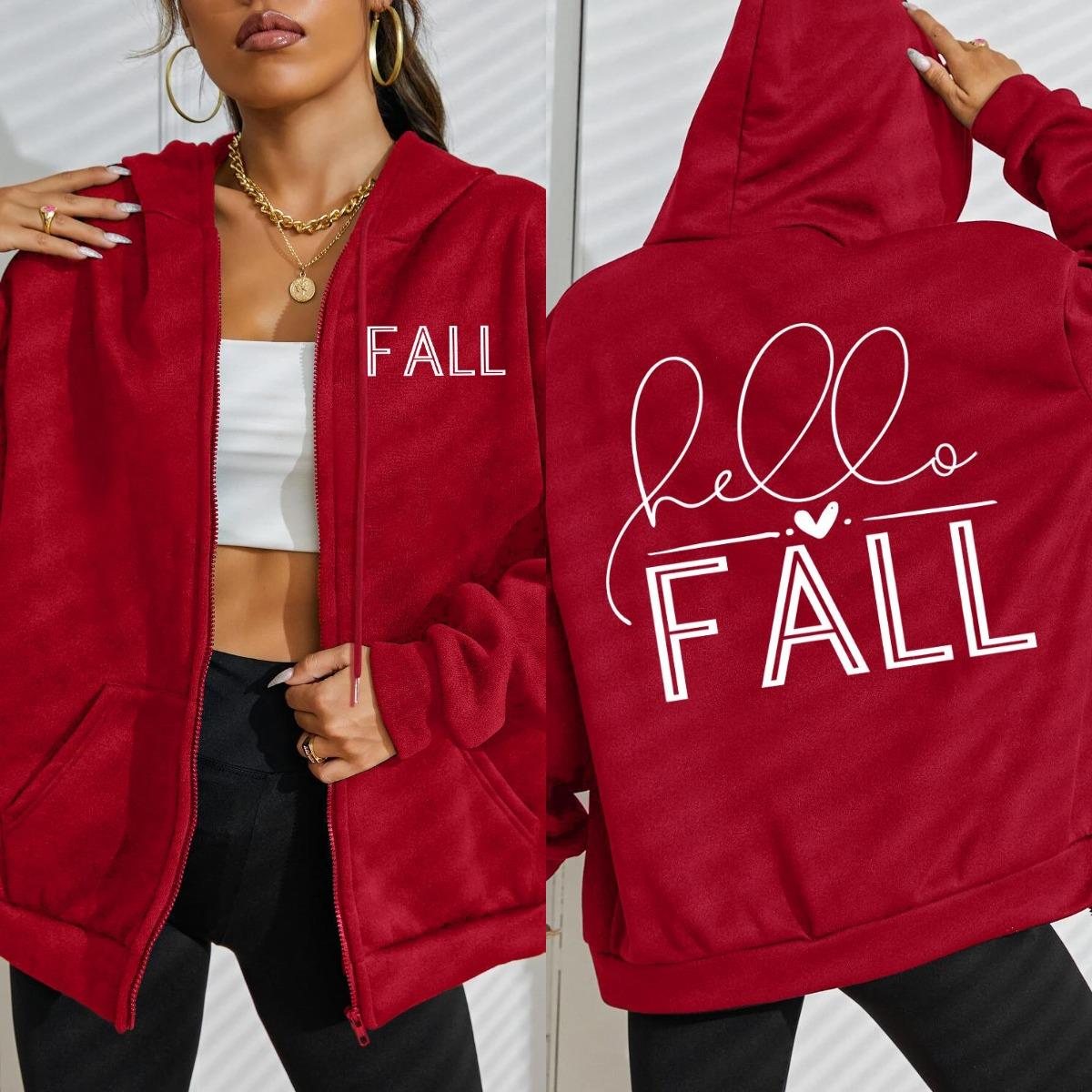 

Fall Love Art Word Design Pattern Women Zipper Hoody Fashion Street Streetwear Loose Hoodies Fleece Soft Clothing Woman S