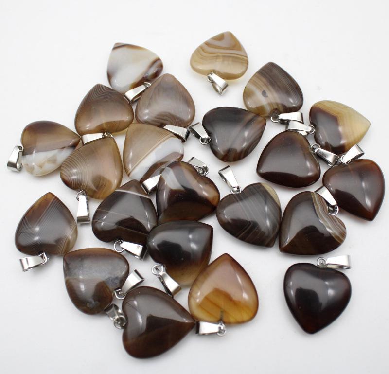 20MM Herzförmiger Naturstein Anhänger: Achat, Rosenquarz, Aquamarin, Pfirsichherz Schmuck
