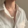 Trend disc multi-layer stacked wind chain pendant necklace, sweet and cool wind three-layer collarbone chain