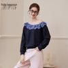 Women's Lace-Trim Boat Neck Sweatshirt