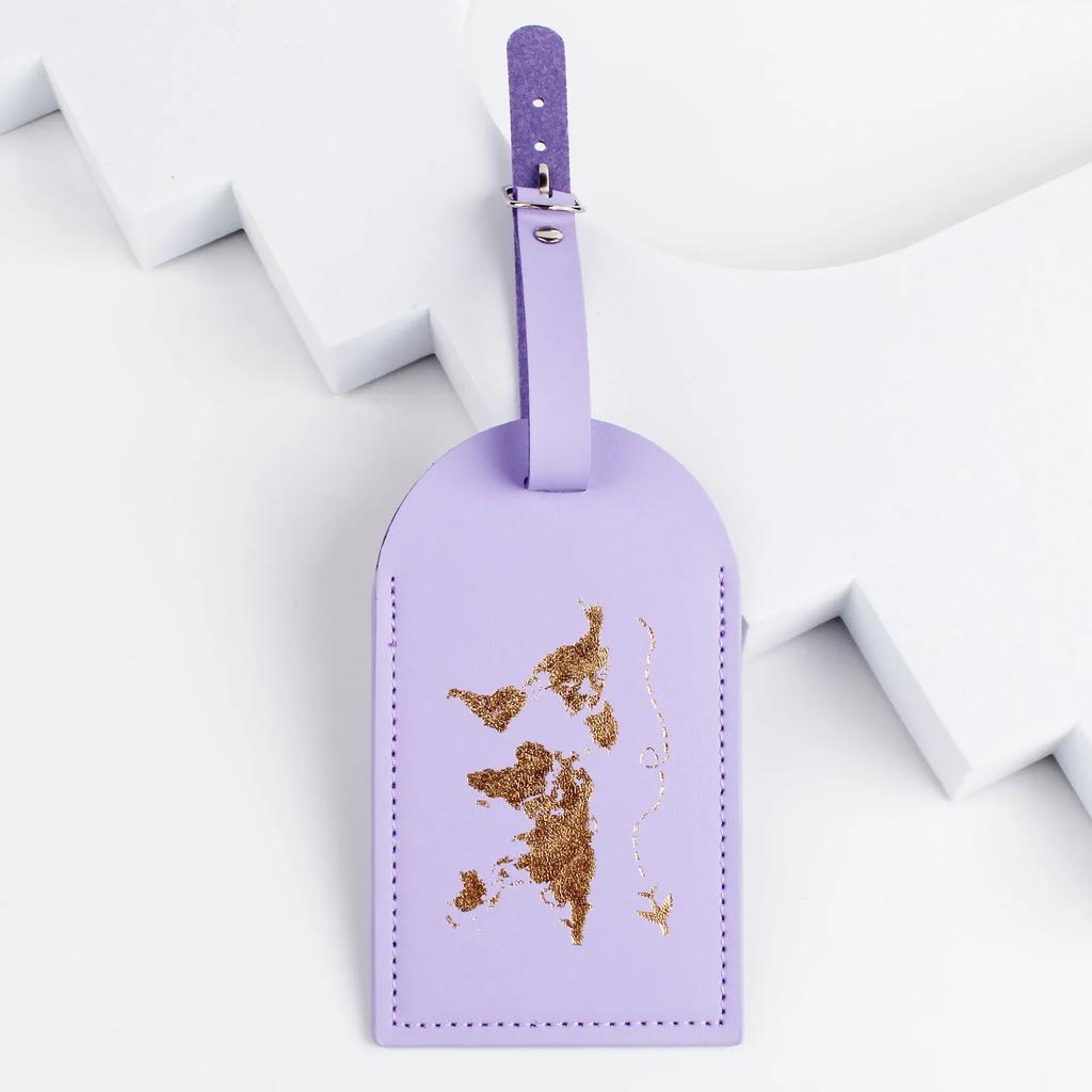 PU Leather Map Pattern Luggage Tags Men Women Baggage Name Tags Suitcase Address Label Holder Travel Tag Travel Accessories