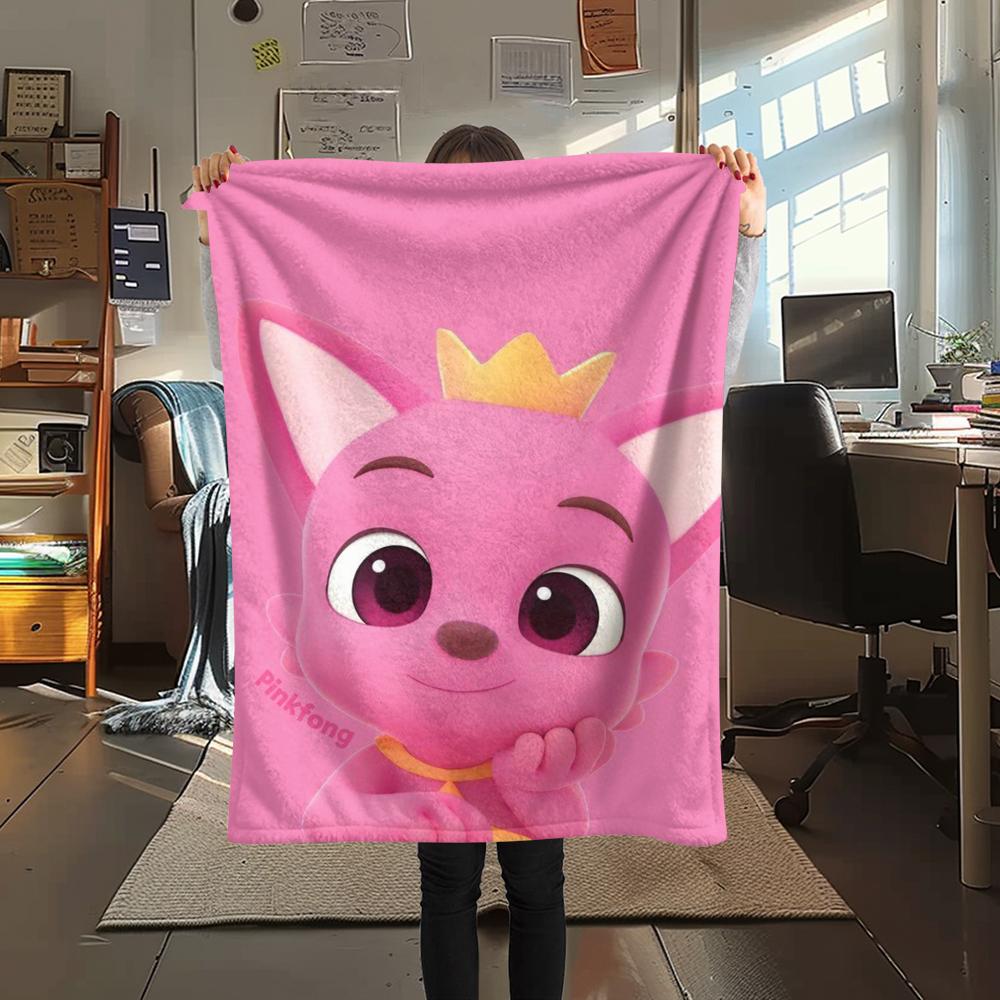 1PC Pinkfong Print Flannel Blanket, High Quality Comfortable for All Seasons, Home Decor, Warmth and Comfort, Perfect for Christmas Gifts112