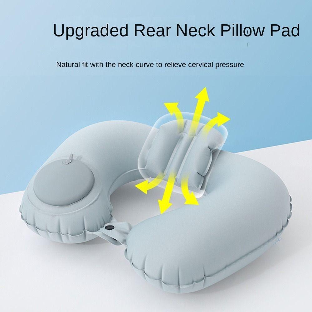 U-Shaped Press To Inflate Pillow Soft Neck Support Cushion Neckrest Pad  Outdoor Travel