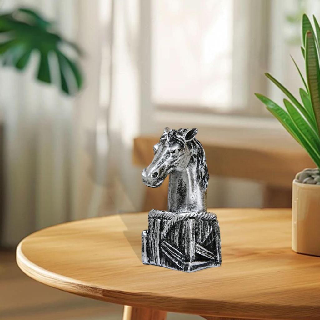 Resin Horse Head Ornament Animal Figurine Elegant Tabletop Sculpture for Office Desktop Aesthetic Room Decoration