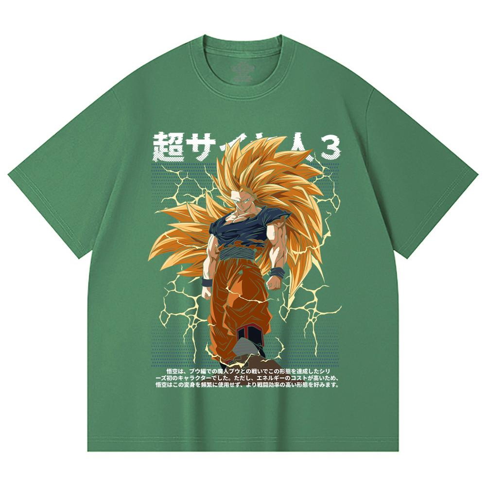 230 Gsm 100% Cotton Dragon Ball V59 Goku SSJ3 Print Unisex Heavy Cotton T Shirt