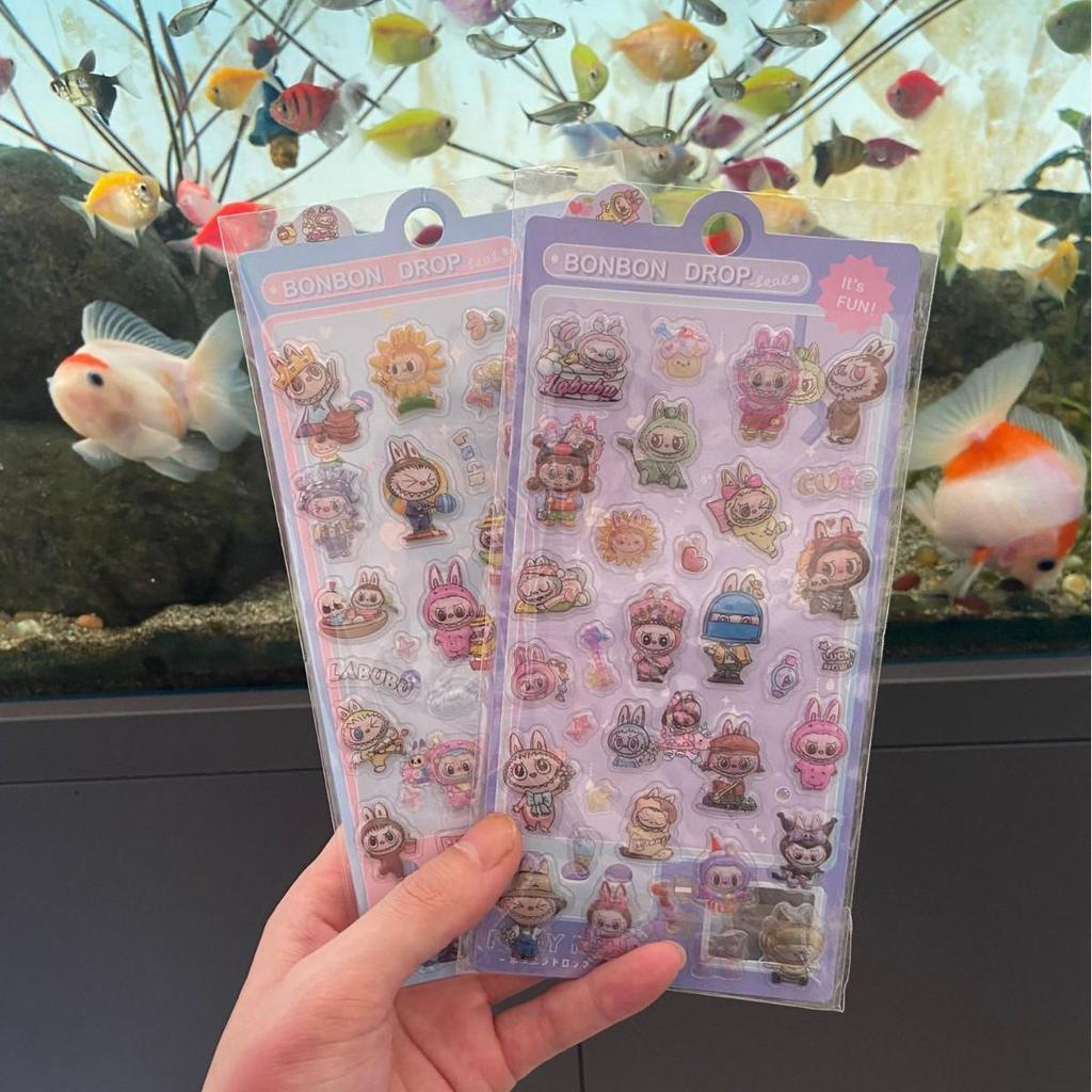 3D Stereo Labubu Tieraufkleber: Niedliche geprägte Designs für Kinderbelohnung oder Dekoration