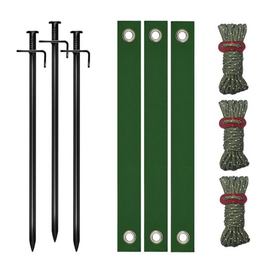 Tree Stake Kit Heavy Duty Young Trees Supports Against Bad Weather Tree Staking Kit with Ground Stakes 4m Ropes Tree Ties for Leaning Trees
