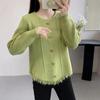 Short Long Sleeved Sweater Top for Women with Spring and Autumn Tassel Design Loose Knit Base Sweater