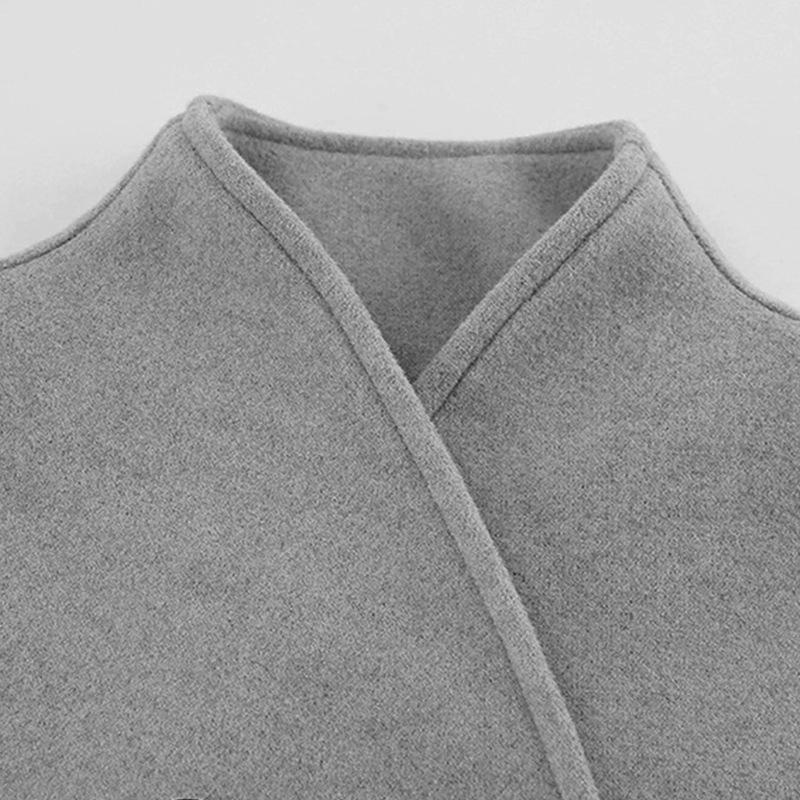 2025 Women's Double-Breasted Solid Wool Coat - Casual British Style