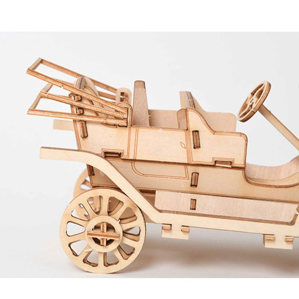 Totority 3D Wooden Puzzle Train Craft 3D Puzzle Assembly Educational Brain Gift for Boys and Girls 3-Piece Set Car, Boat, - Kit, Toy, Paintable,