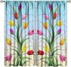 Stained Glass Blackout Window Curtains, Autumn Forest Mosaic Art Beautiful Nature Scenery Stained Glass Home Kitchen Livingroom