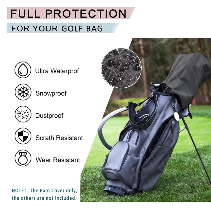 Golf Bag Rain Cover Hood Waterproofs Golf Bag Hood Cover Dustproof Golf Bag Protector for Tours Bags/Carry Cart/Stand Bags