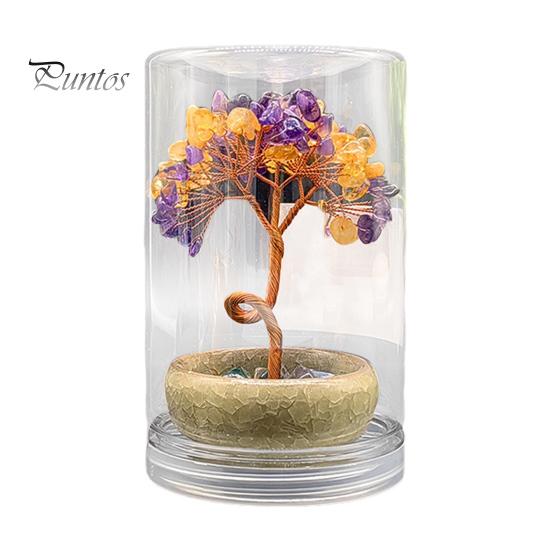 

Искусственное хрустальное украшение в виде дерева богатства из медной проволоки из натурального камня, фигурка в виде дерева удачи, горшечное денежное дерево, украшение для рабочего стола по фен-шуй фиолетовый/жёлтый