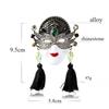 European and American Retro Queen Mask Brooch, Large Crystal, Rhinestone, Tassel, Clothing Accessories