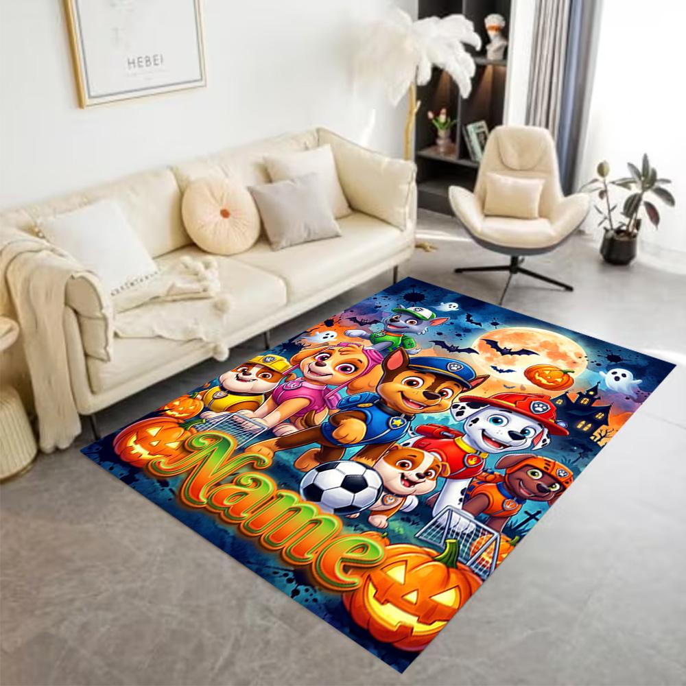 Paw Patrol Halloween Night Personalized Text Floor Mat Suitable for Bedrooms Foyer Dormitory Outdoor Antislip Carpet Decorate Offices