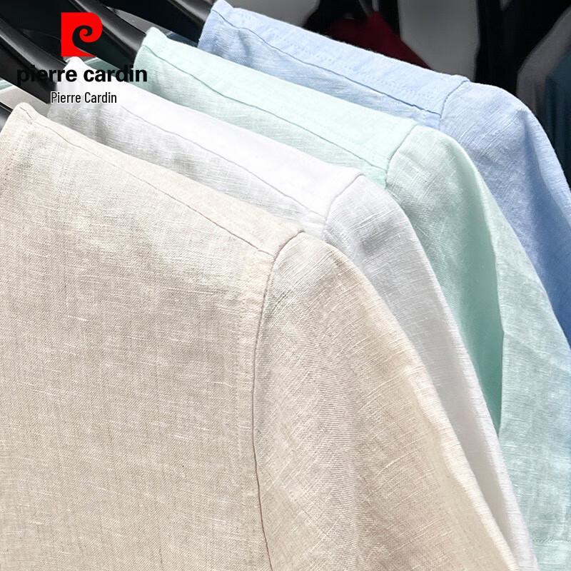 Pierre Cardin Men's 100% Linen Round Neck Short Sleeve T-Shirt