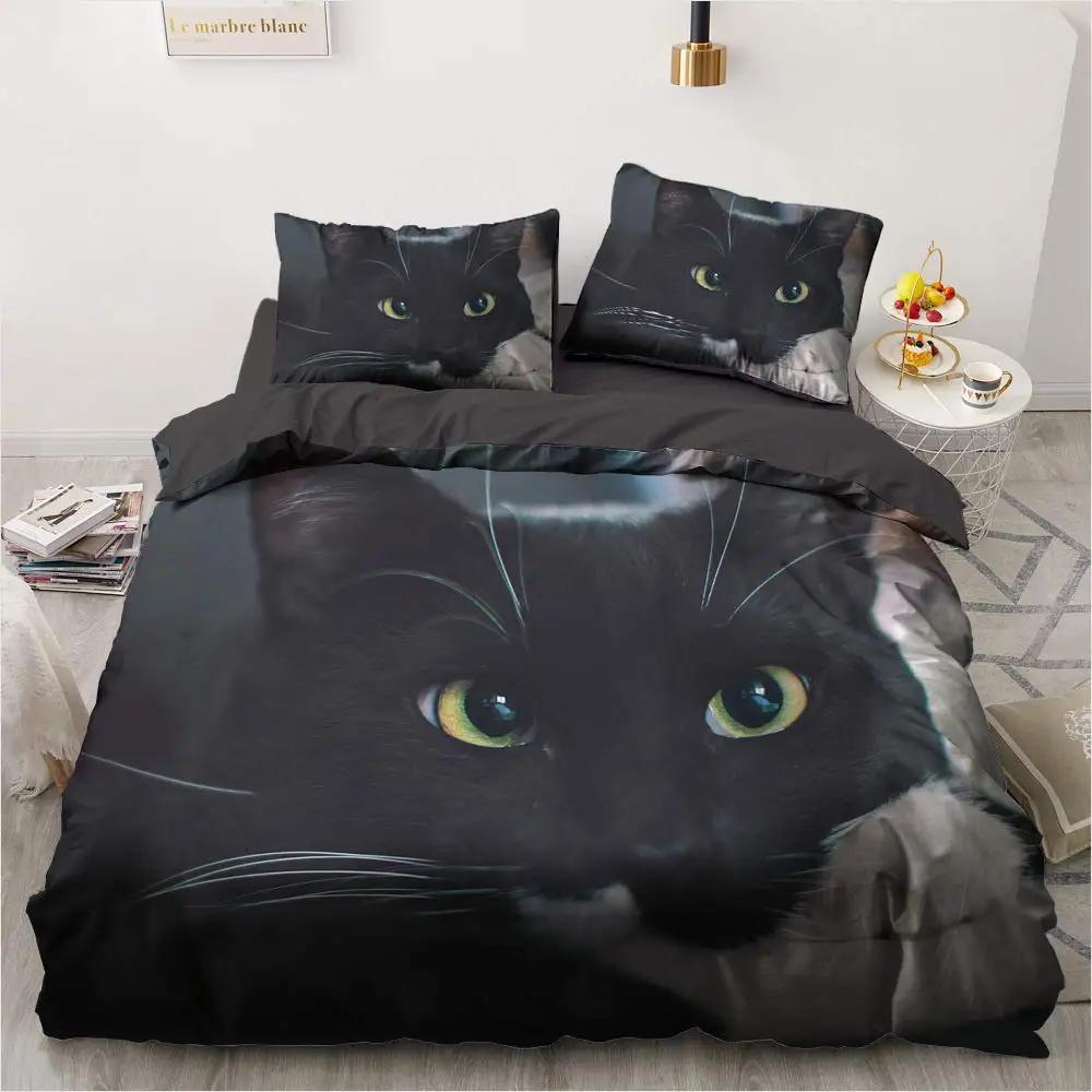 Cat Duvet Cover Set Lovely Animal Bedding Multiple Colour Bed Sets 2/3/PCS Quilt Covers/Pillowcases Twin/Full/Queen/King Size