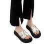 Thick-soled one-word slippers for women's summer wear 2025 new models with skirts French casual high-end seaside beach sandals