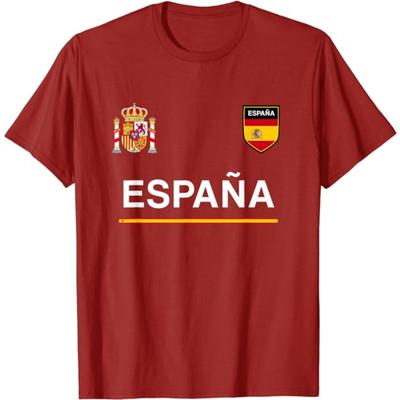 Spain Soccer Ball Spain Flag Jersey - Spanish Football Fan T-Shirt Spanish Flag Red España Graphic Tee Top Espana Support Outfit