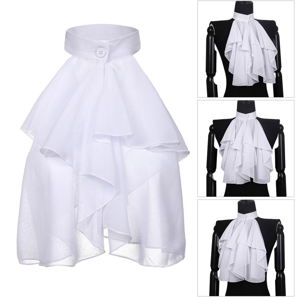 Medieval Renaissance Ruffle Jabot Faux Collar Chiffon Fabric Elegant Vintage Style Neckwear for Costume and Party Wear
