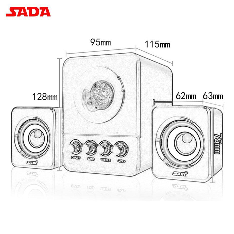 SADA D-202 Kabelgebundener tragbarer Mini-Kombinationslautsprecher für Notebook-Desktop-Computer, Horn-Subwoofer
