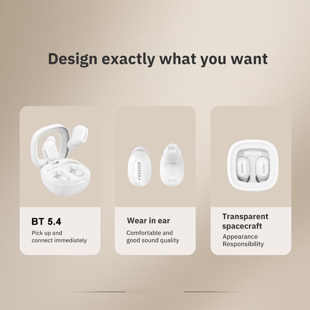 ERAZER XT62PRO Kabellose In-Ear-Ohrhörer mit Geräuschunterdrückung BT 5.4 Kopfhörer mit eingebauten Mikrofonen Dual