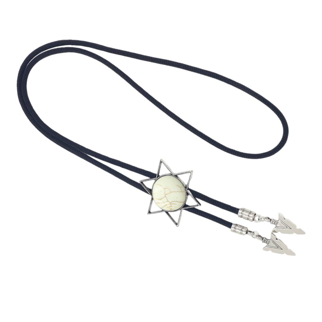 Vintage Western Cowboy Bolo Tie Hexagram Stone Necktie Punk Lariat Necklace Costume Accessory Bolo Tie Western
