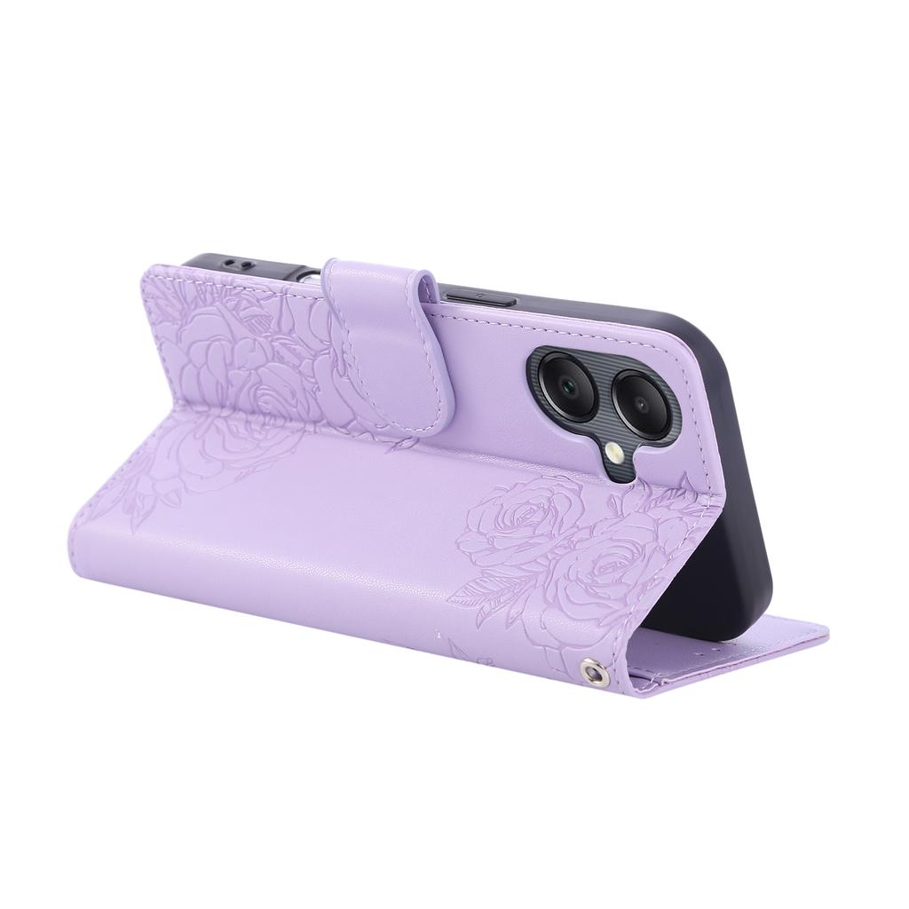 For Samsung Galaxy A05 4G Case Rose Flower PU Leather Wallet Phone Cover with 3 Card Slots