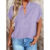2026 New Women's V-neck Pullover Solid Color Pocket Bat Sleeve Casual Elegant Top for Women
