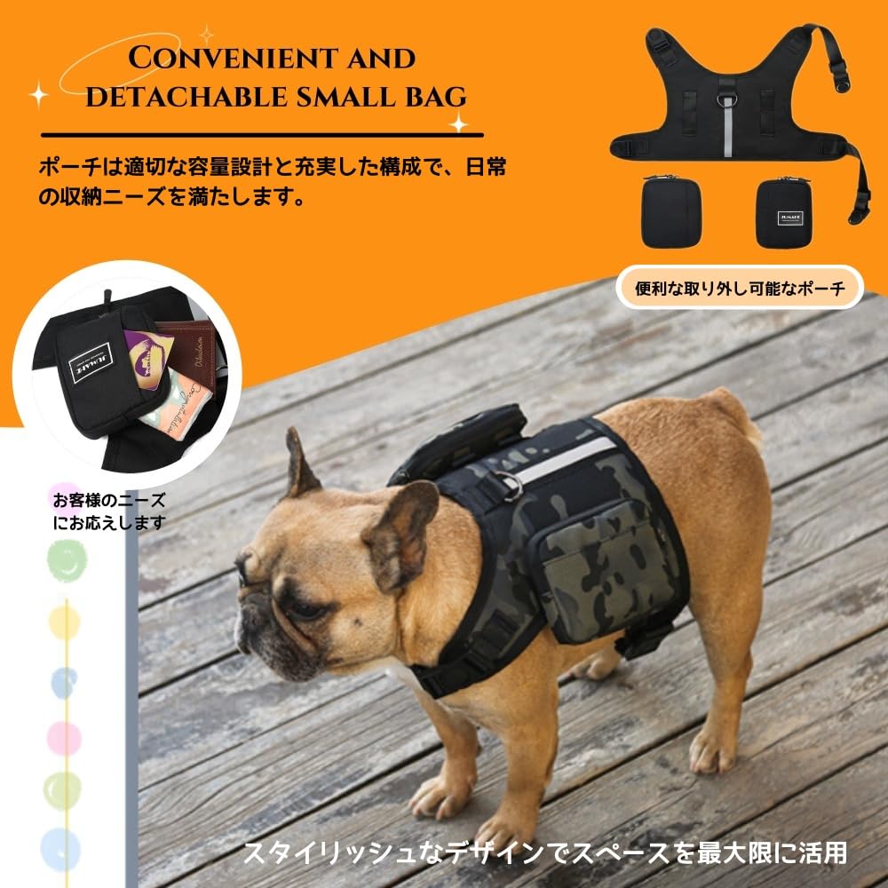 SHINIQLORA Dog Backpack Harness Set Pet Backpack Dog Rucksack Dog Cat Breathable Multifunctional Lightweight Reflective Tape Walking Outdoor Travel