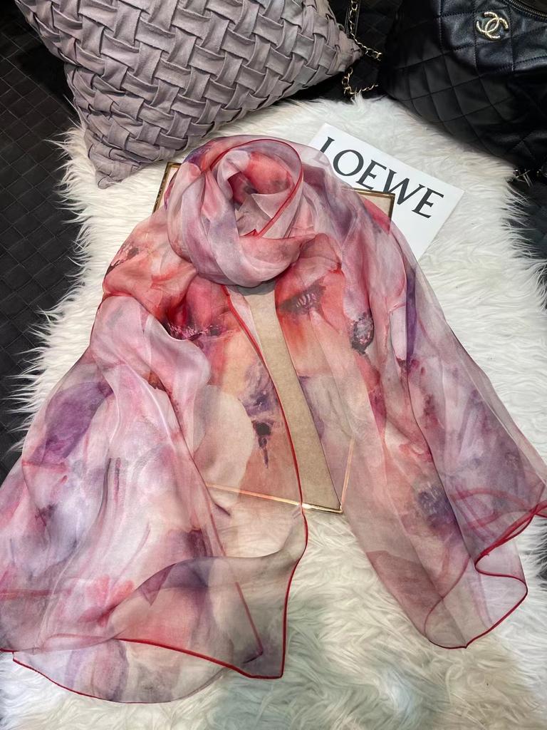 [Bysifa] Grey Blue Silk Scarf Cape Fashion Ladies 100% Silk Long Scarves Foulard Women Plaisley Design Chiffon Scarves Bufandas