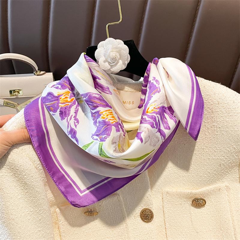 Nový hedvábný šátek čtvercový šátek pro ženy, čelenka, vlasový zábal, tištěný dámský šátek, módní hidžáb, šátek