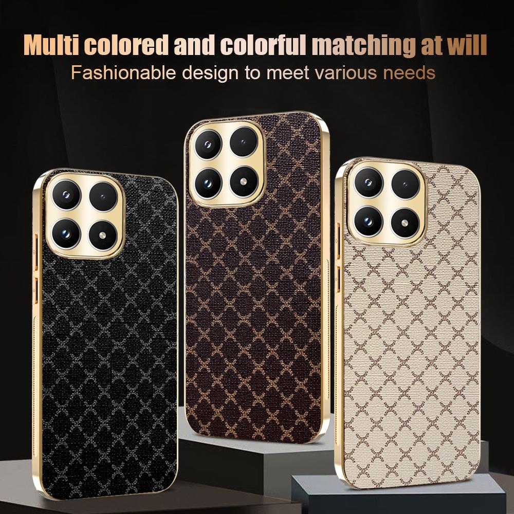 Leder Handyhülle für Motorola Moto Edge 50 Fusion Edge 60 PRO 60 Neo G96 G86 Retro Gittermuster Vergoldeter Rahmen Hartschale