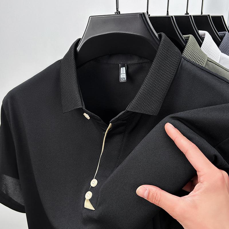 

Summer Ice Silk Short Sleeved T-shirt with A Collar and Half Sleeves Men s Versatile Polo Shirt M