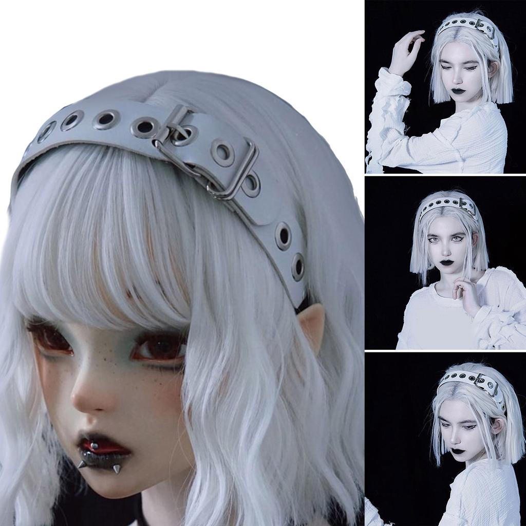 Punk Rivet Headband PU Spiked Hair Hoop Gothic Rock Headwear for Cosplay Unisex Rock Spiked Headwear Accessory