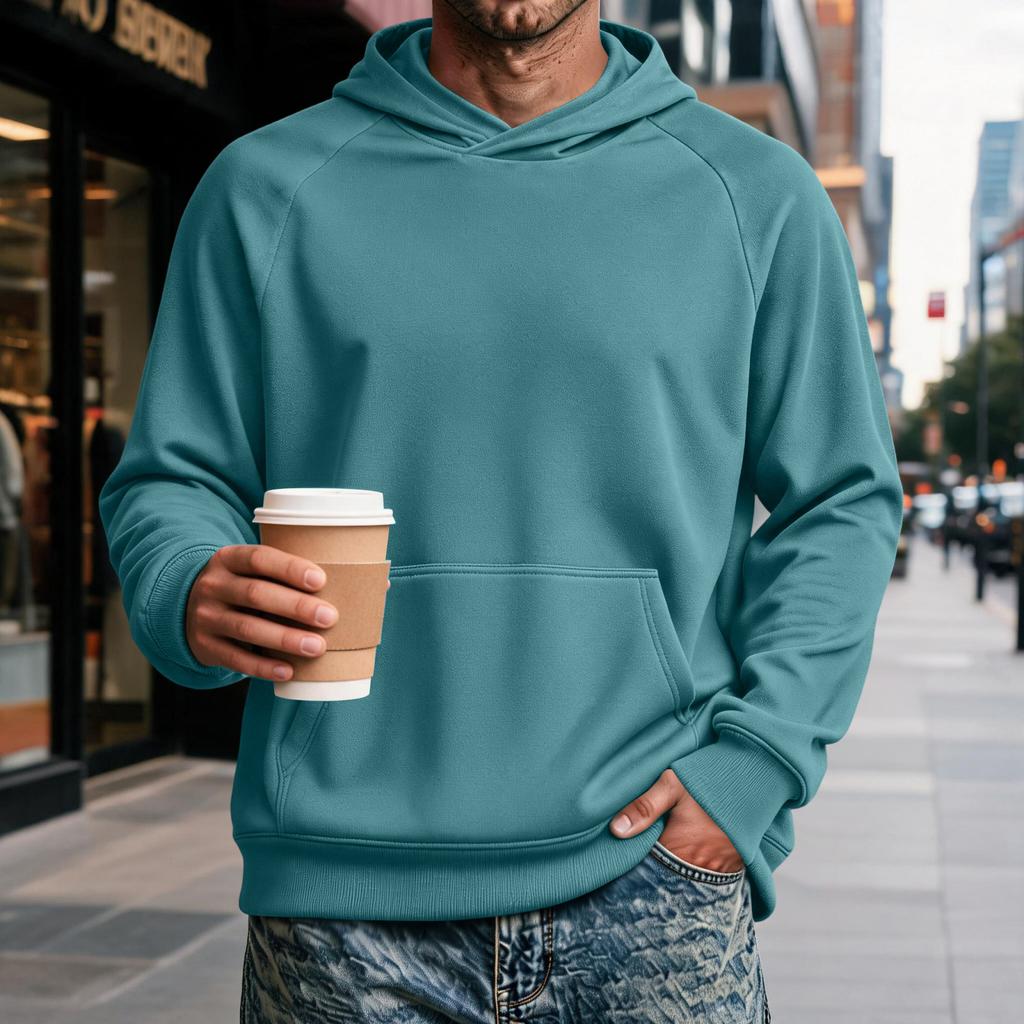 Men's Raglan Hoodie with Pocket - Long Sleeve Casual Pullover