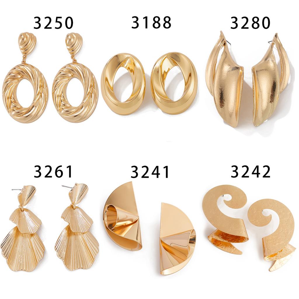 Personalized Metal Geometric Texture Hollow Stud Earrings Women Irregular Twist Glossy Earrings Earrings
