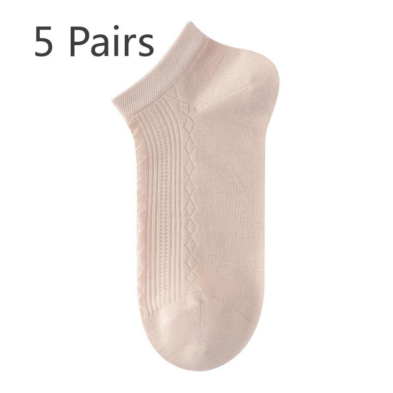 5 Pairs of Women's Summer Super Thin Breathable Mesh Boneless Antibacterial and Deodorant Socks