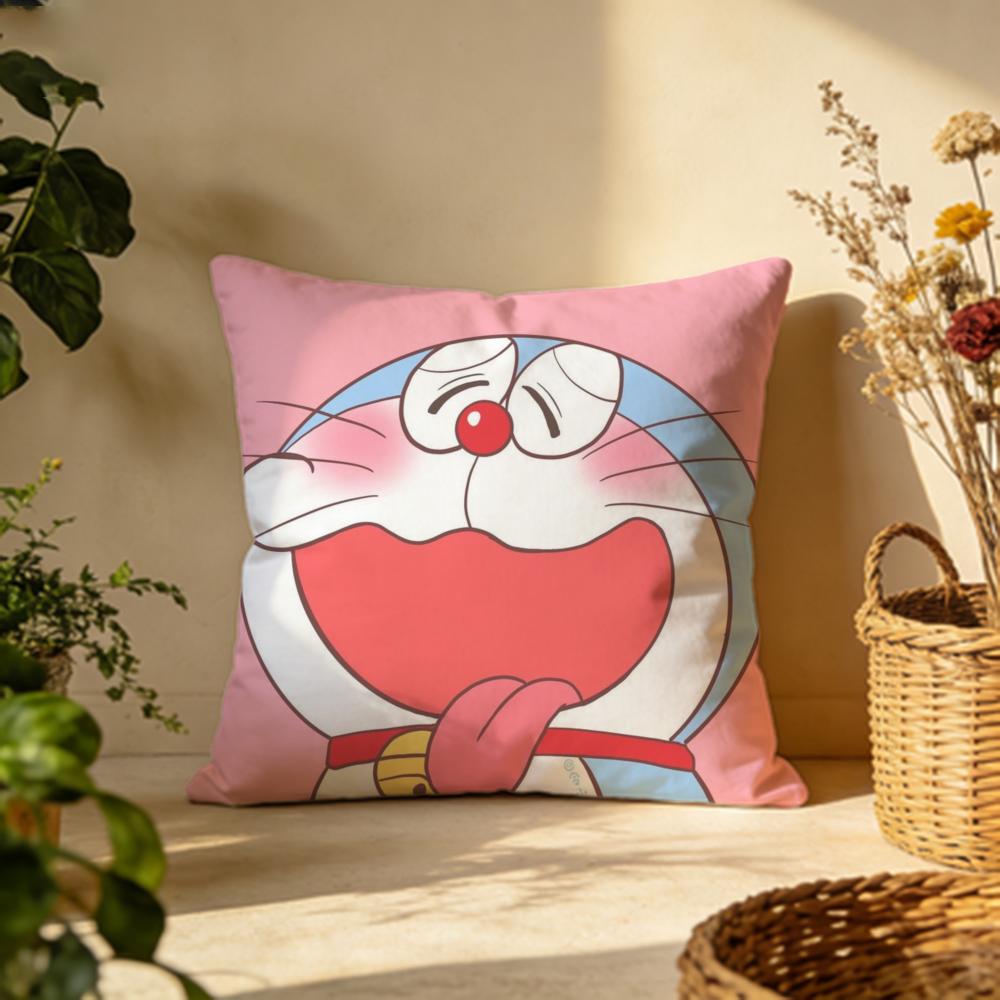 Stylish DDoraemoned Cushion Cover Versatile DoubleSided Pillow Case Fit for Sofa Bed Car  Daily Decor