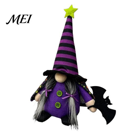 Star Striped Peaked Hat Gnomes Halloween Gnome Decoration, Witch Swedish Tomte Ornament, Plush Handmade Fabric Dwarf Dolls Scandinavian Elf for Party